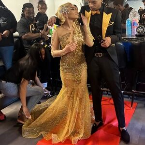 Golden Custom Made Prom Dress